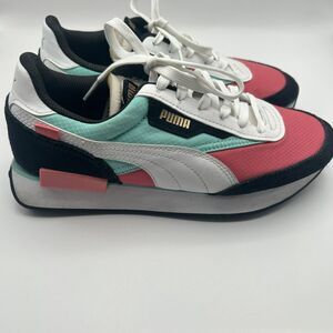 PUMA Youth 7 C Future Rider Spring Shoes  Black/Pink/Teal 381962-01 kids